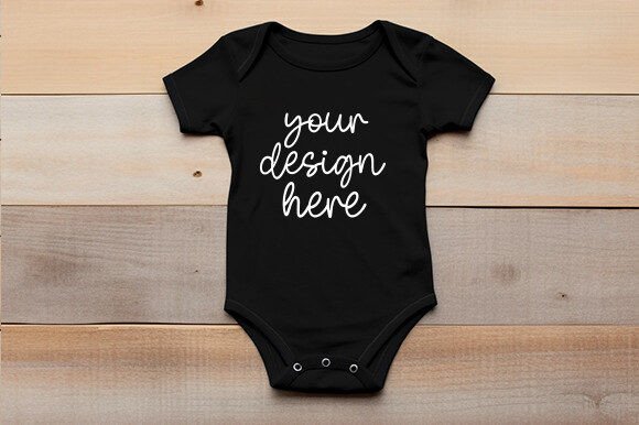 Bella Canvas 100B Black Mockup: Graphics for Baby Amp