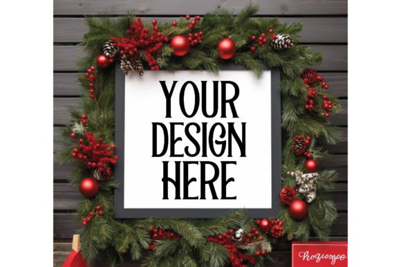 Christmas Farmhouse Wood Sign Mockup 3: Graphics & Frames Amp