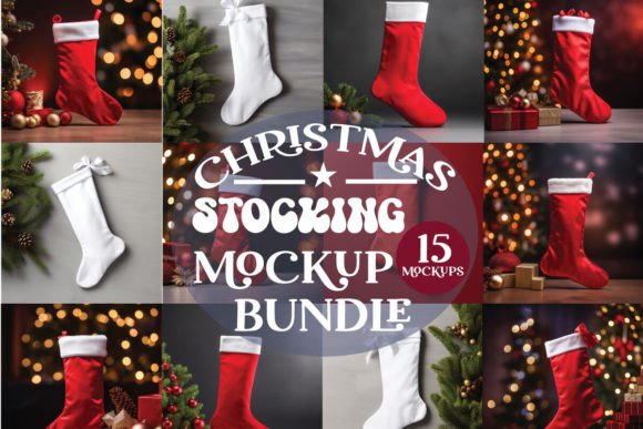 Christmas Stocking Mockup Bundle: Graphics for Christmas Amp