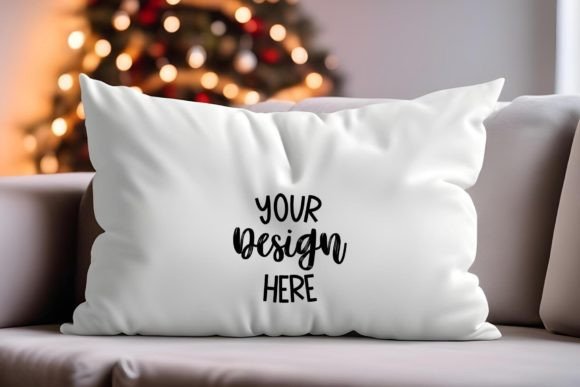Customizable Christmas Pillow Mockup for Graphics & Pillows Amp