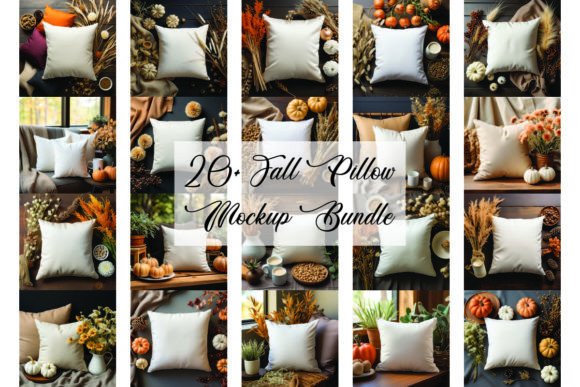 Fall Pillow Mockup Bundle: Graphics for Pillows Amp