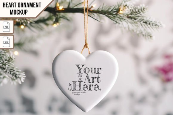 Heart Ornament Mockup: Graphics for Christmas Amp