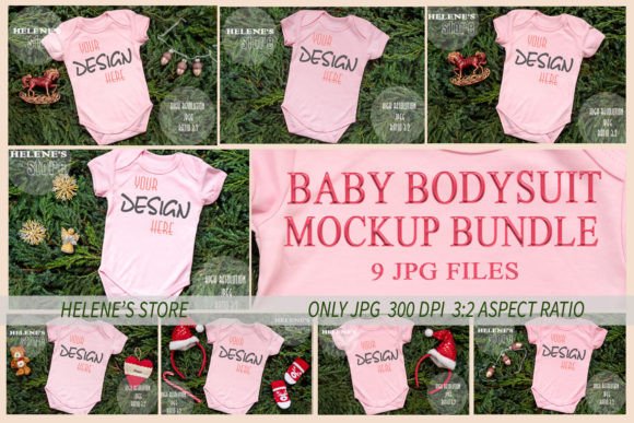 Pink Baby Bodysuit Christmas Mockup JPG: Graphics for Christmas Amp