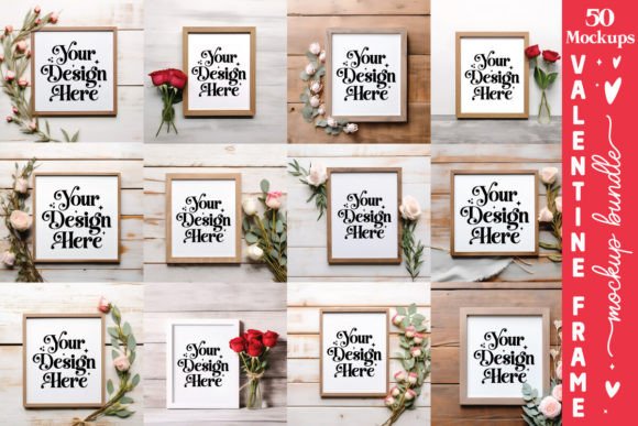 Valentine's Day Frame Mockup Bundle: Graphics for Frames Amp