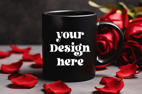 Valentine’s Day Black Mug Mockup 13: Graphics for Mugs Amp