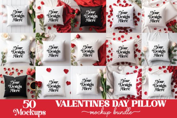 Valentines Day Pillow Mockup Bundle: Graphics for Pillows Amp